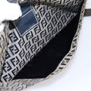FENDI Zucchino Canvas Mamma Baguette Shoulder Bag Navy Silver Auth 197199A-23