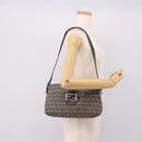 FENDI Zucchino Canvas Mamma Baguette Shoulder Bag Navy Silver Auth 197199A-24