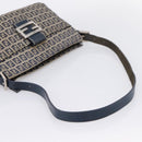 FENDI Zucchino Canvas Mamma Baguette Shoulder Bag Navy Silver Auth 197199A-7