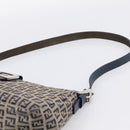 FENDI Zucchino Canvas Mamma Baguette Shoulder Bag Navy Silver Auth 197199A-14