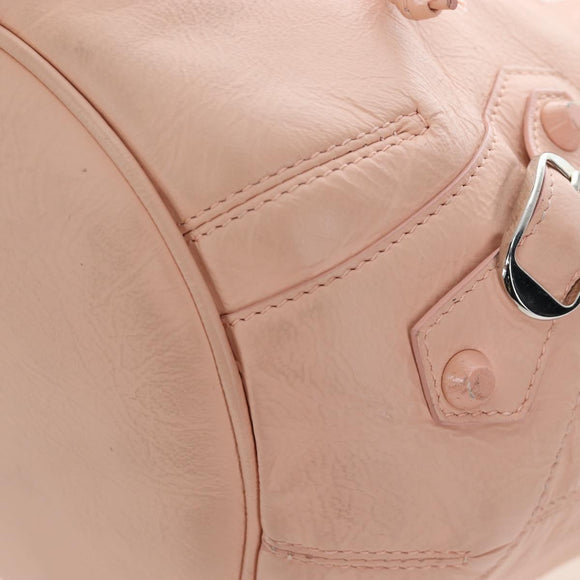 BALENCIAGA Classic Mini Pompon Hand Bag Leather 2way Pink 246438 Auth 197200V
