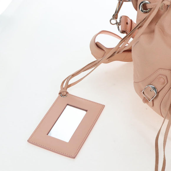BALENCIAGA Classic Mini Pompon Hand Bag Leather 2way Pink 246438 Auth 197200V