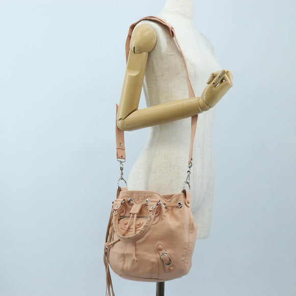 BALENCIAGA Classic Mini Pompon Hand Bag Leather 2way Pink 246438 Auth 197200V