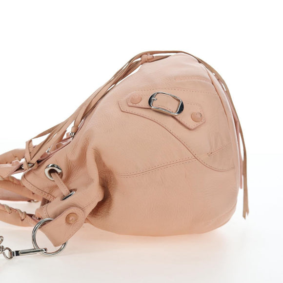 BALENCIAGA Classic Mini Pompon Hand Bag Leather 2way Pink 246438 Auth 197200V