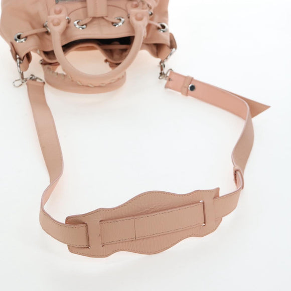 BALENCIAGA Classic Mini Pompon Hand Bag Leather 2way Pink 246438 Auth 197200V