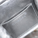 CHANEL Chain Shoulder Pouch Matelasse Leather Silver CC Auth 197202A-19