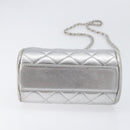 CHANEL Chain Shoulder Pouch Matelasse Leather Silver CC Auth 197202A-5
