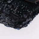 FENDI Mamma Baguette Shoulder Bag Canvas Sequin Black Auth 197205SM-16