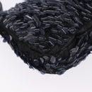 FENDI Mamma Baguette Shoulder Bag Canvas Sequin Black Auth 197205SM-17