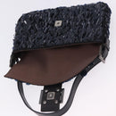 FENDI Mamma Baguette Shoulder Bag Canvas Sequin Black Auth 197205SM-22