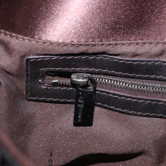 FENDI Mamma Baguette Shoulder Bag Canvas Sequin Black Auth 197205SM