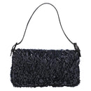 FENDI Mamma Baguette Shoulder Bag Canvas Sequin Black Auth 197205SM-2