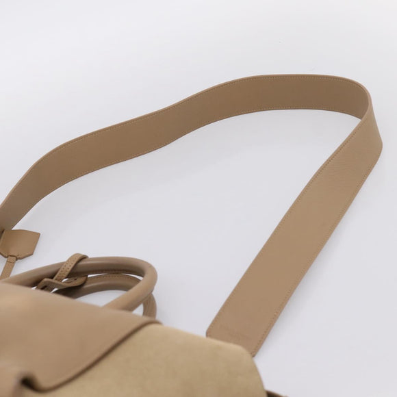 SAINT LAURENT Downtown Cabas Hand Bag Leather 2way Beige Gold Auth 197207V