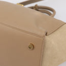 SAINT LAURENT Downtown Cabas Hand Bag Leather 2way Beige Gold Auth 197207V-12