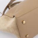 SAINT LAURENT Downtown Cabas Hand Bag Leather 2way Beige Gold Auth 197207V-13