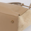 SAINT LAURENT Downtown Cabas Hand Bag Leather 2way Beige Gold Auth 197207V-14