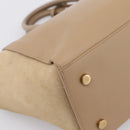 SAINT LAURENT Downtown Cabas Hand Bag Leather 2way Beige Gold Auth 197207V-15