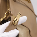 SAINT LAURENT Downtown Cabas Hand Bag Leather 2way Beige Gold Auth 197207V-17