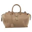 SAINT LAURENT Downtown Cabas Hand Bag Leather 2way Beige Gold Auth 197207V-2