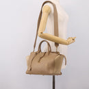 SAINT LAURENT Downtown Cabas Hand Bag Leather 2way Beige Gold Auth 197207V-24