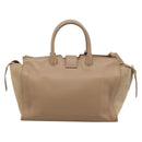 SAINT LAURENT Downtown Cabas Hand Bag Leather 2way Beige Gold Auth 197207V-3
