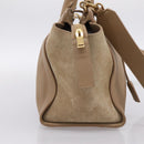 SAINT LAURENT Downtown Cabas Hand Bag Leather 2way Beige Gold Auth 197207V-4