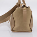 SAINT LAURENT Downtown Cabas Hand Bag Leather 2way Beige Gold Auth 197207V-5