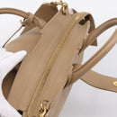 SAINT LAURENT Downtown Cabas Hand Bag Leather 2way Beige Gold Auth 197207V-6