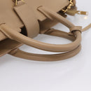 SAINT LAURENT Downtown Cabas Hand Bag Leather 2way Beige Gold Auth 197207V-7