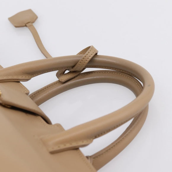 SAINT LAURENT Downtown Cabas Hand Bag Leather 2way Beige Gold Auth 197207V