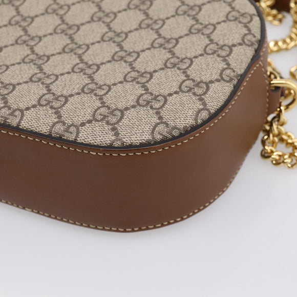 GUCCI GG Supreme Chain Shoulder Bag PVC Beige Gold 409535 Auth 197208V