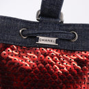 CHANEL Hand Bag Canvas Sequins Red CC Auth 197209SAV-20