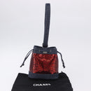 CHANEL Hand Bag Canvas Sequins Red CC Auth 197209SAV-12