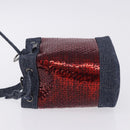 CHANEL Hand Bag Canvas Sequins Red CC Auth 197209SAV-4