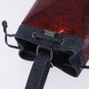 CHANEL Hand Bag Canvas Sequins Red CC Auth 197209SAV-6