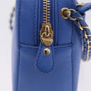 Salvatore Ferragamo Vala Chain Shoulder Bag Leather Blue Gold Auth 197212V-13