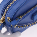 Salvatore Ferragamo Vala Chain Shoulder Bag Leather Blue Gold Auth 197212V-15