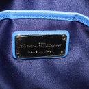 Salvatore Ferragamo Vala Chain Shoulder Bag Leather Blue Gold Auth 197212V-16