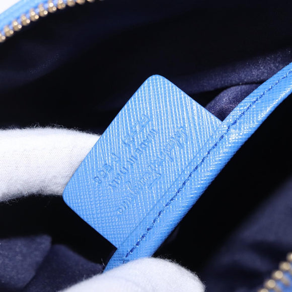 Salvatore Ferragamo Vala Chain Shoulder Bag Leather Blue Gold Auth 197212V