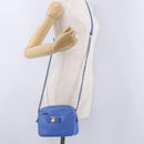Salvatore Ferragamo Vala Chain Shoulder Bag Leather Blue Gold Auth 197212V-23