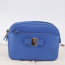 Salvatore Ferragamo Vala Chain Shoulder Bag Leather Blue Gold Auth 197212V-24