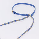 Salvatore Ferragamo Vala Chain Shoulder Bag Leather Blue Gold Auth 197212V-7
