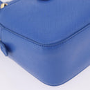 Salvatore Ferragamo Vala Chain Shoulder Bag Leather Blue Gold Auth 197212V-9