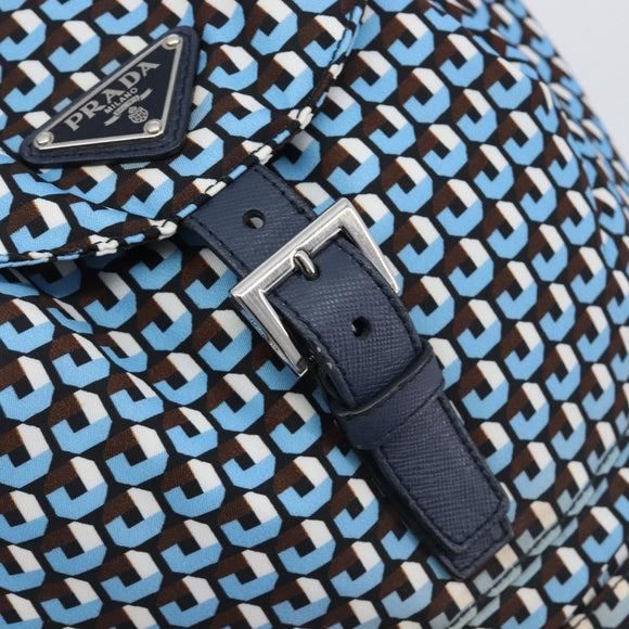 PRADA Backpack Nylon Blue Silver Auth 197214A