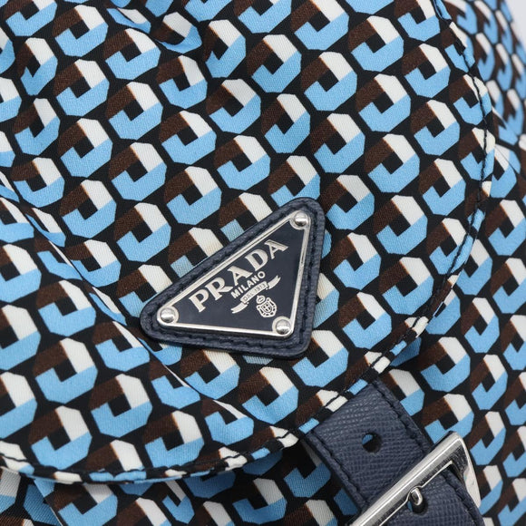 PRADA Backpack Nylon Blue Silver Auth 197214A