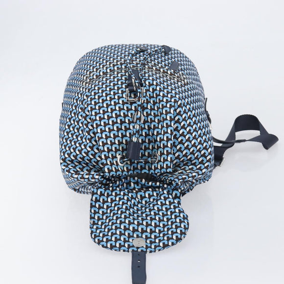 PRADA Backpack Nylon Blue Silver Auth 197214A