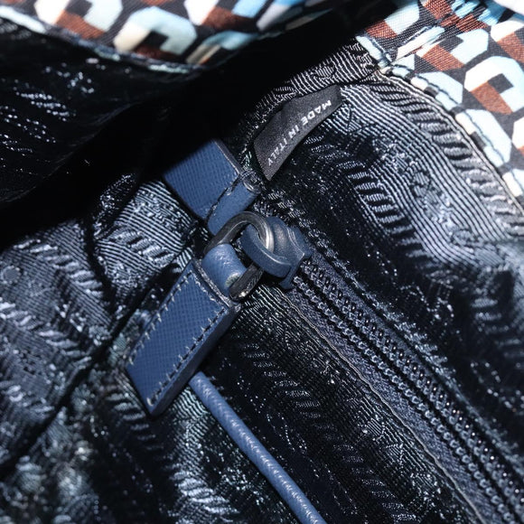 PRADA Backpack Nylon Blue Silver Auth 197214A