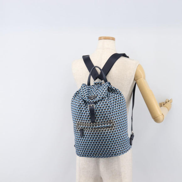 PRADA Backpack Nylon Blue Silver Auth 197214A