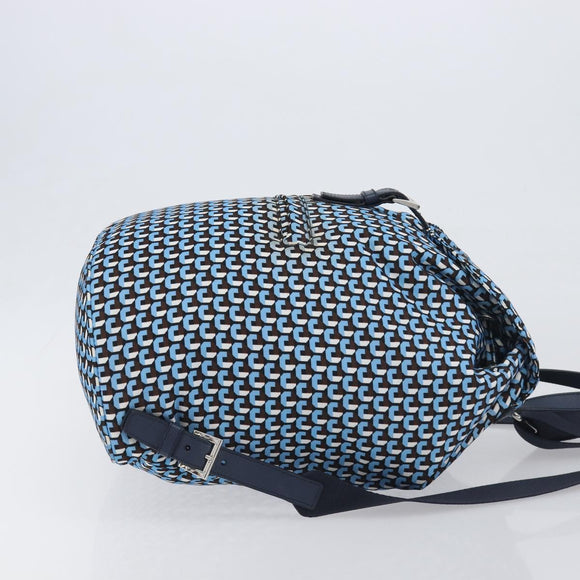 PRADA Backpack Nylon Blue Silver Auth 197214A