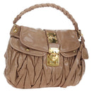 Miu Miu Matelasse Shoulder Bag Vitellolux 2way Beige Gold Auth 197216V-1